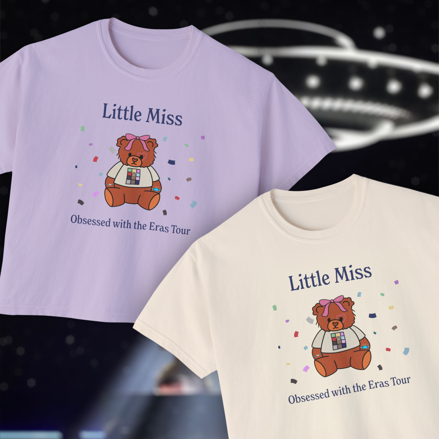 "little miss obsessed with the eras tour " boxy tee