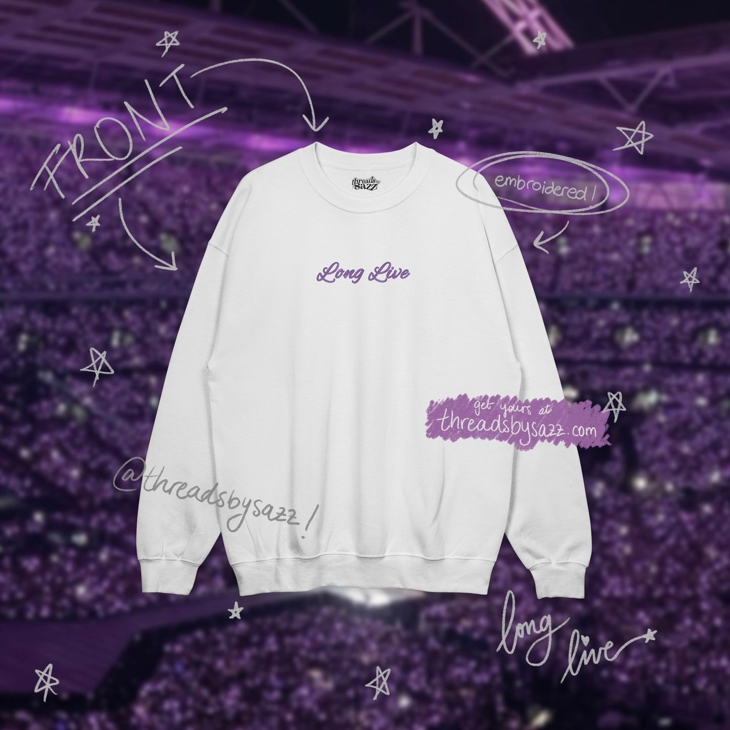 "long live" graphic crewneck