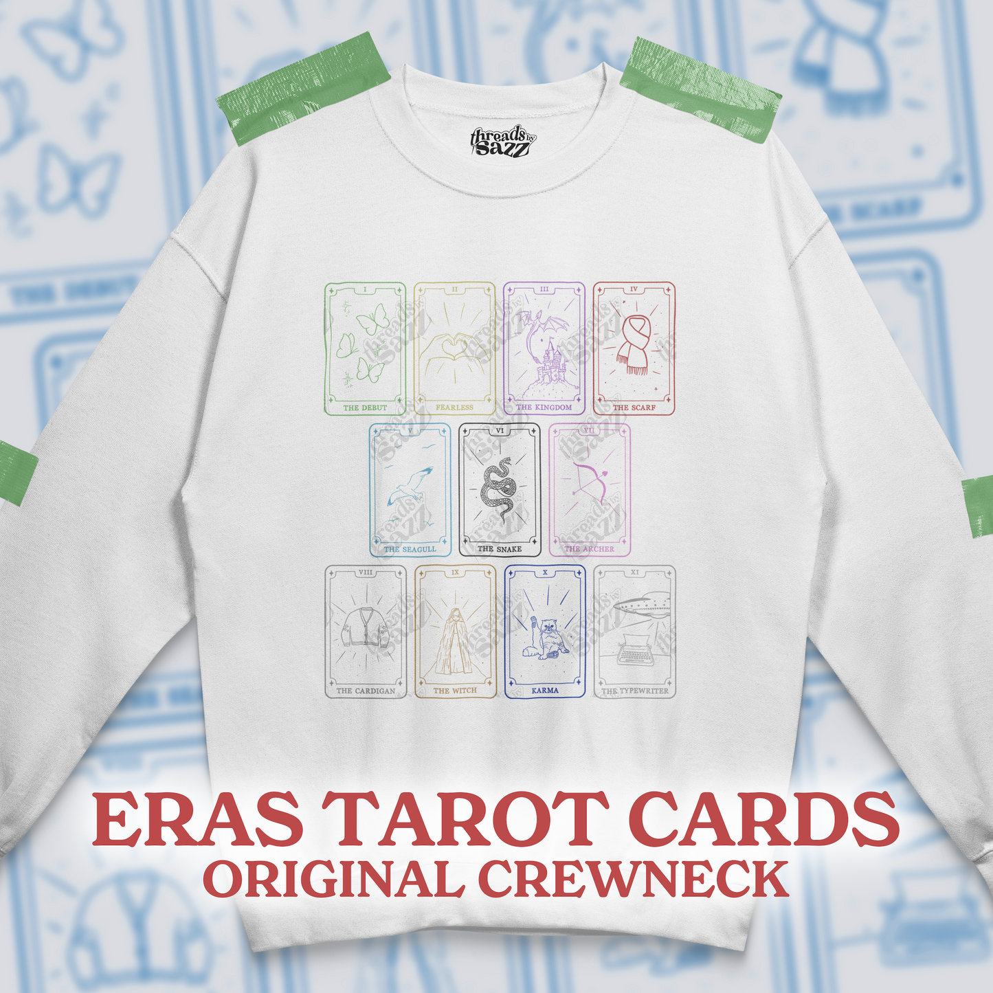 "eras tarot cards" graphic crewneck