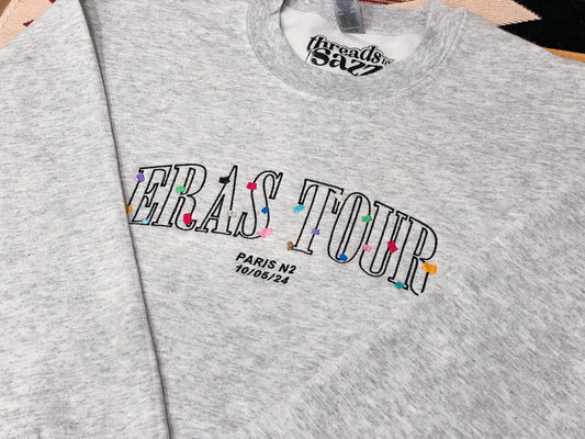 customizable "eras tour" embroidered erewneck